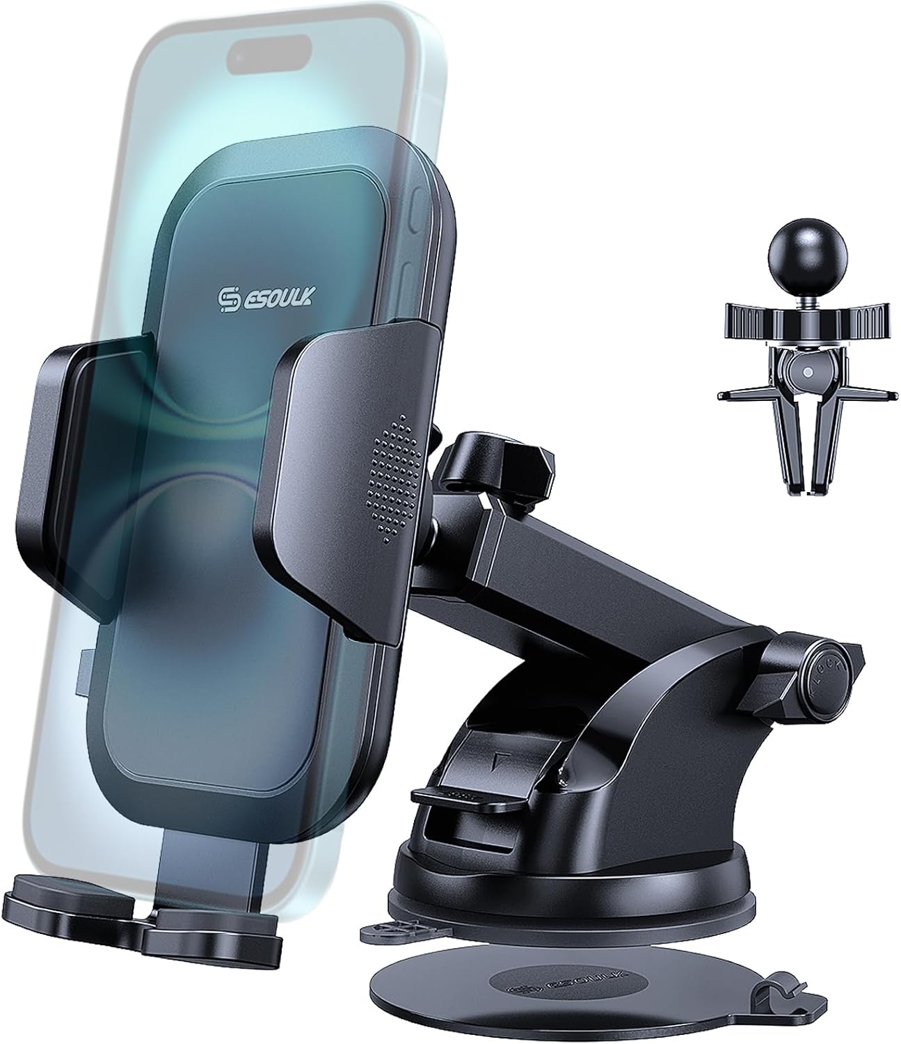 Esoulk EH42 2in1 Air Vent & Dashboard Card Phone Mount (BLACK)
