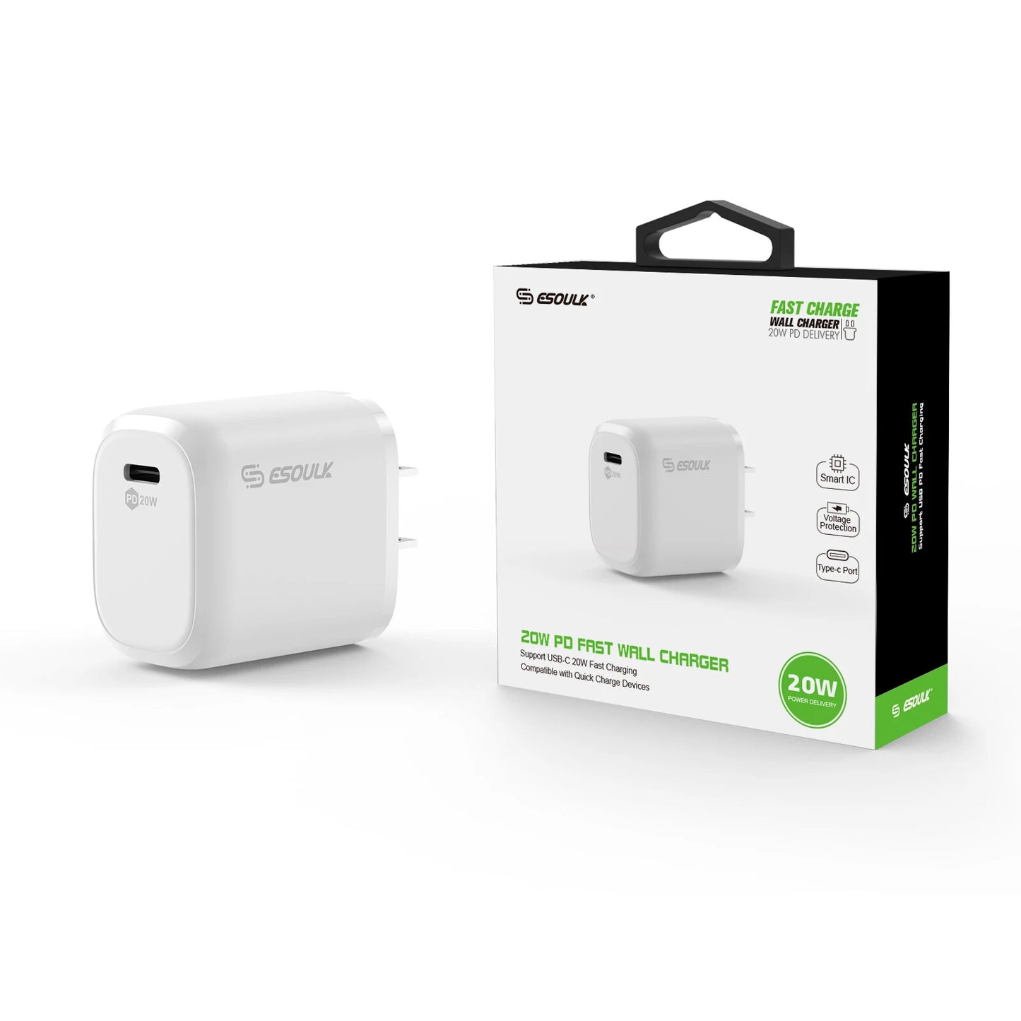 Esoulk USB C Wall Adapter (20W) (WHITE)