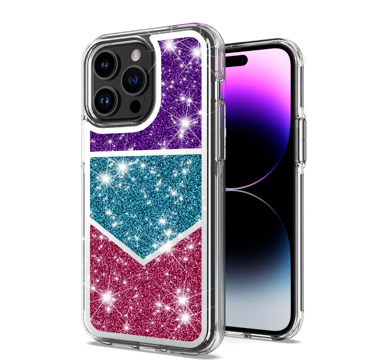 For Apple iPhone 14 PRO MAX 6.7" Sparkle Glitter Hybrid Case Cover