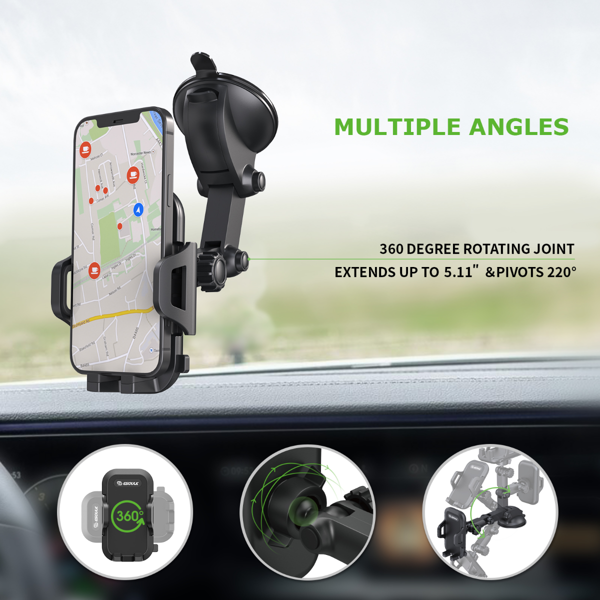 Esoulk Universal Dashboard Car Mount (BLACK)
