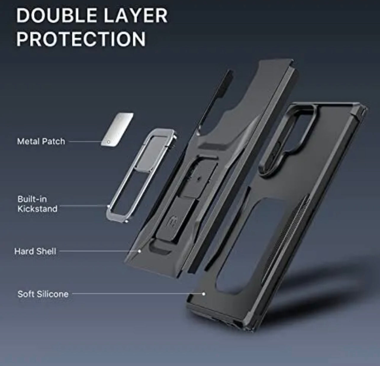 MyBat Pro Antimicrobial Stealth Series (with Stand) for Samsung Galaxy S23 Ultra - Black / Black