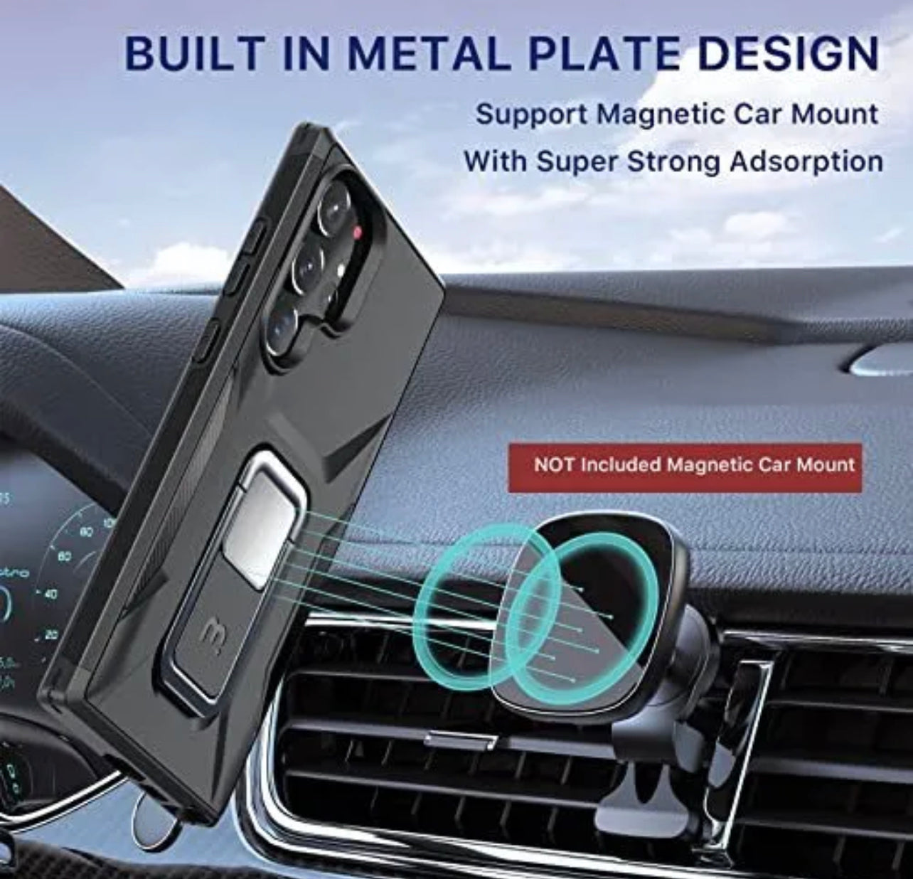 MyBat Pro Antimicrobial Stealth Series (with Stand) for Samsung Galaxy S23 Ultra - Black / Black