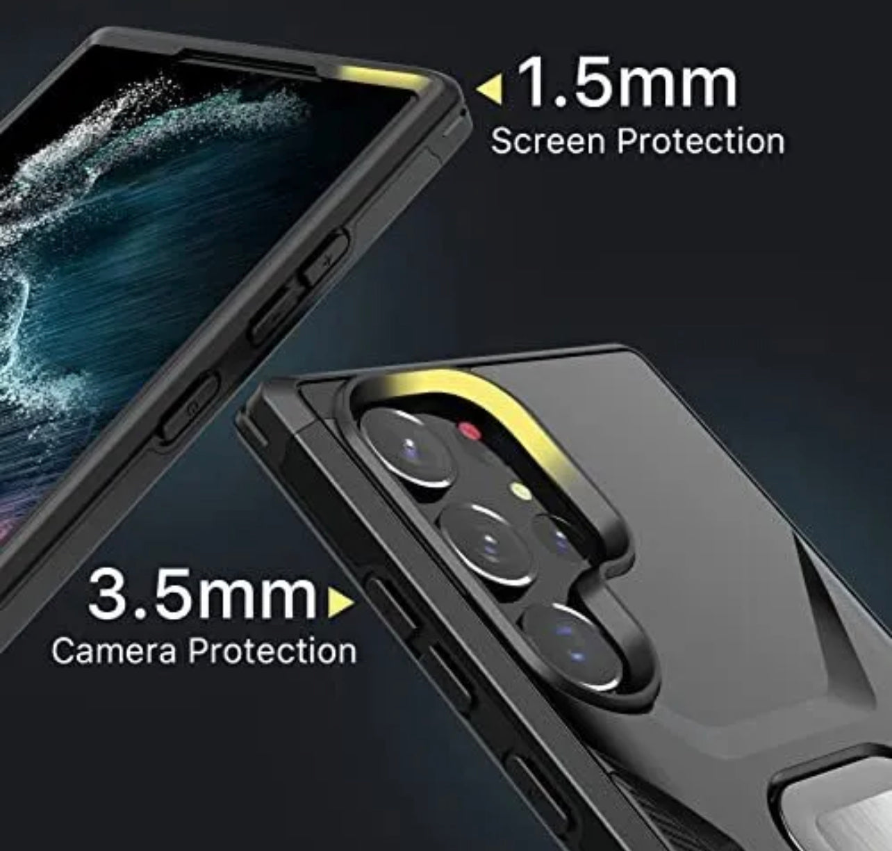 MyBat Pro Antimicrobial Stealth Series (with Stand) for Samsung Galaxy S23 Ultra - Black / Black