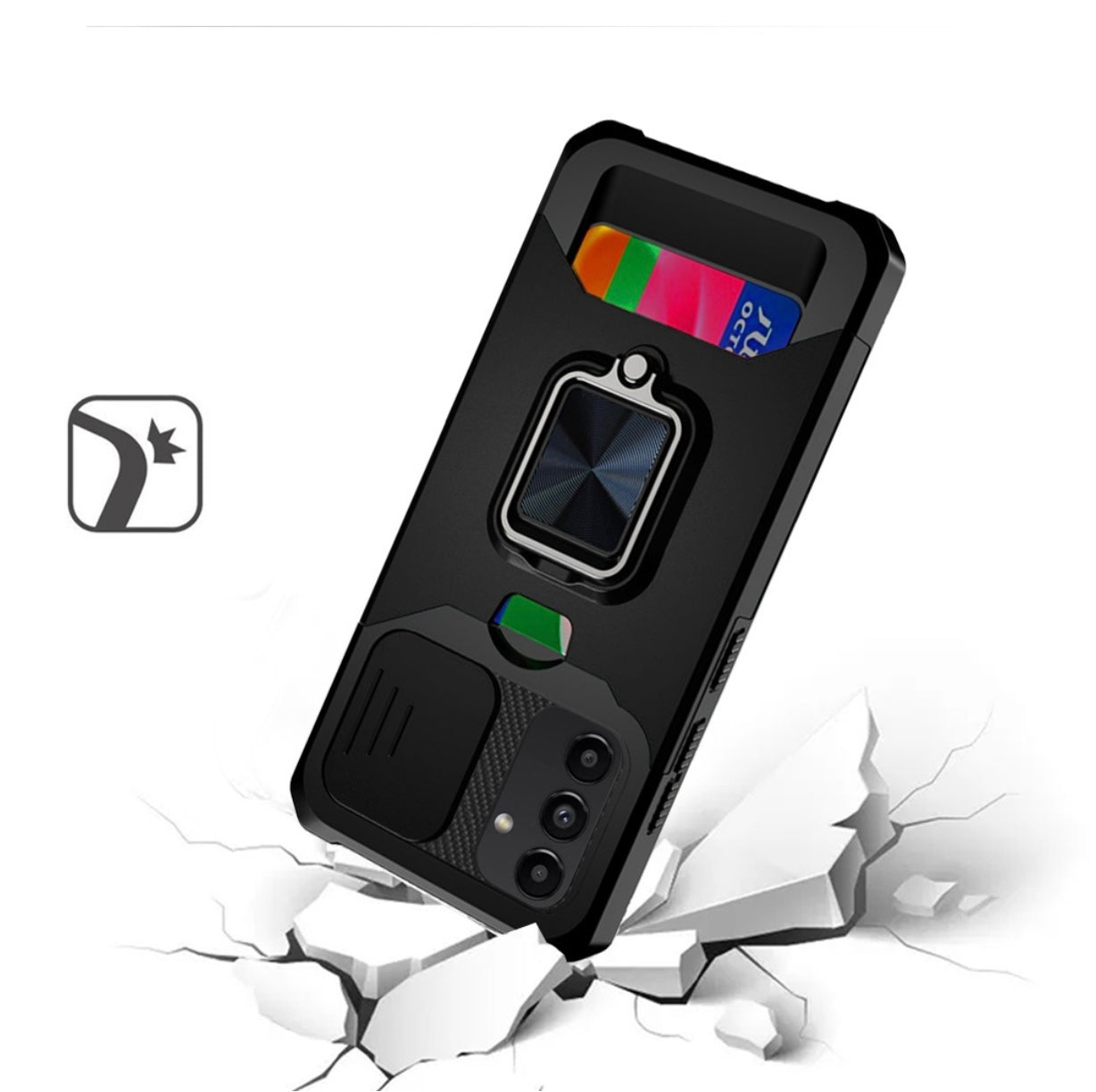 Samsung A14 5G Multi-Functional Card Magnetic Ring Stand Hybrid Camera Case