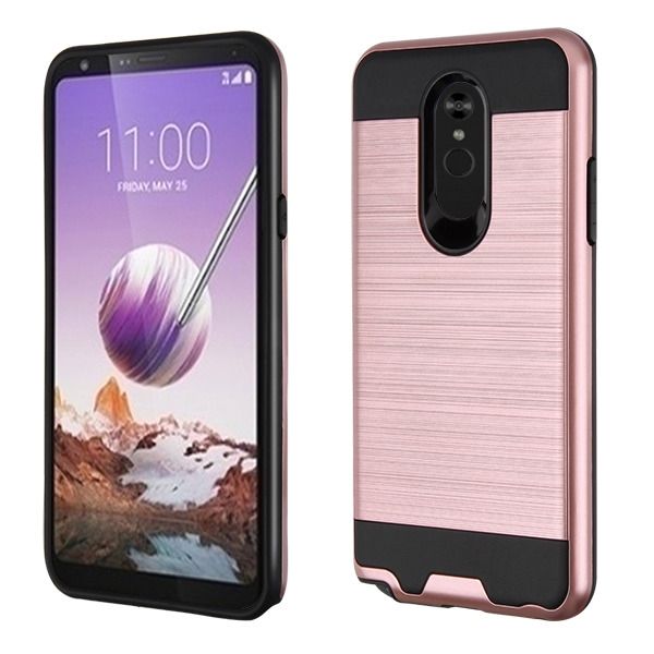 LG STYLO 5 BRUSHED HYBRID PROTECTOR COVER - ROSE GOLD / BLACK