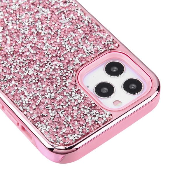 iPhone 12/PRO (6.1) -ENCRUSTED RHINESTONE HYBRID COVER - PINK