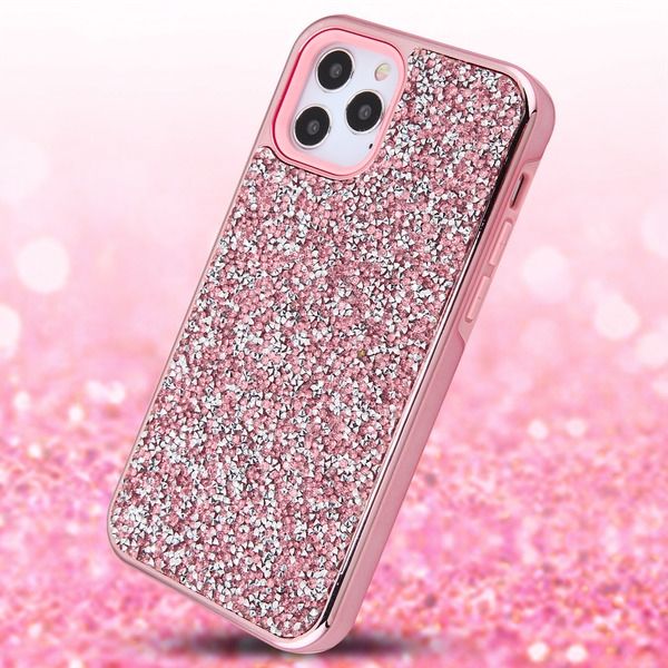 iPhone 12/PRO (6.1) -ENCRUSTED RHINESTONE HYBRID COVER - PINK