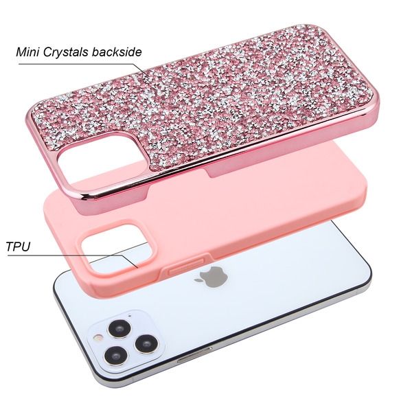 iPhone 12/PRO (6.1) -ENCRUSTED RHINESTONE HYBRID COVER - PINK