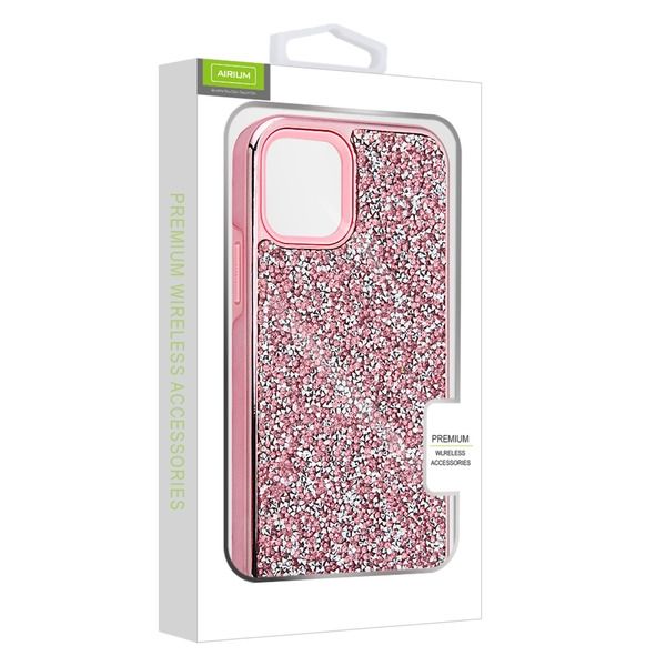 iPhone 12/PRO (6.1) -ENCRUSTED RHINESTONE HYBRID COVER - PINK