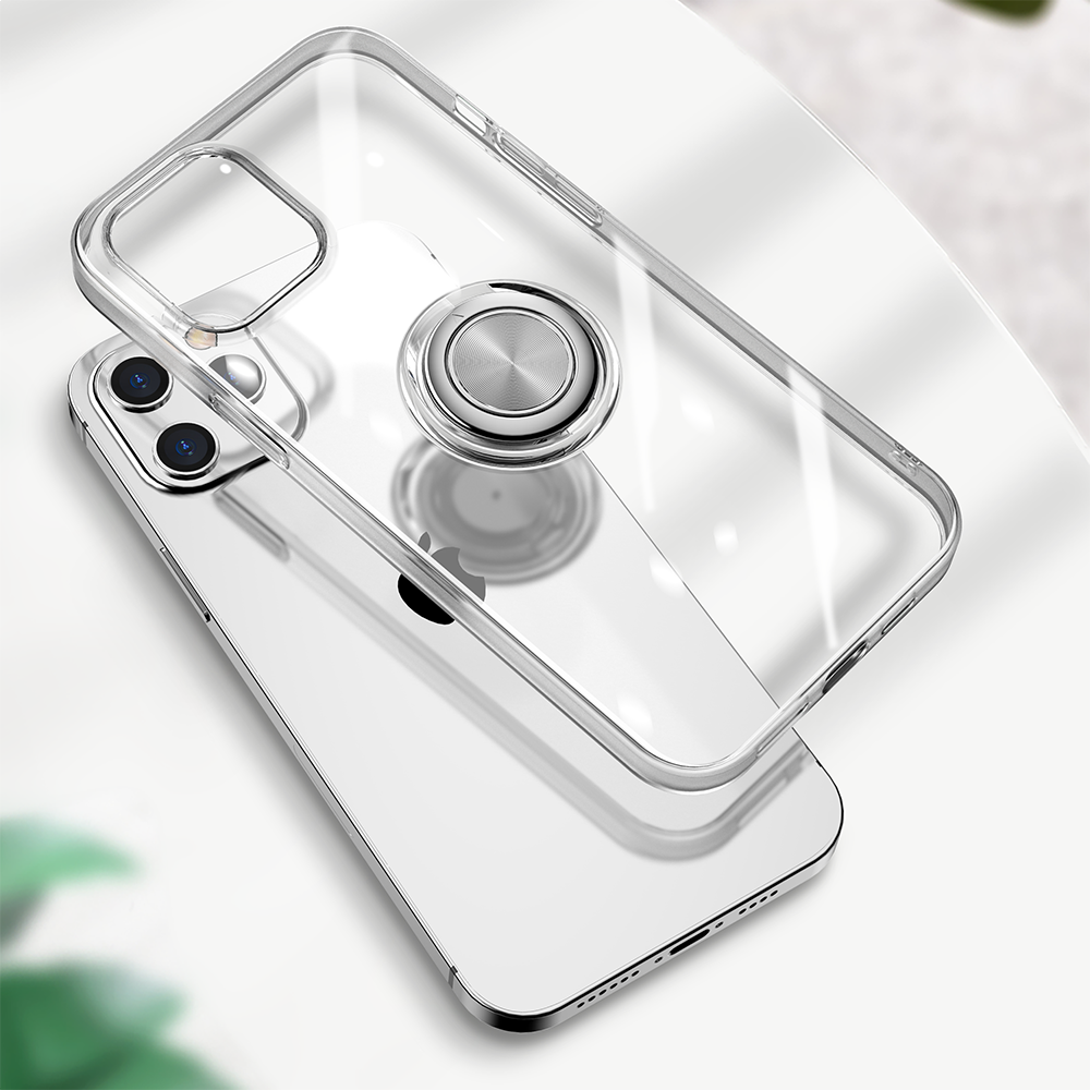 iPhone 12/PRO (6.1) -HYBRID CASE W/ RING STAND & MAGNETIC BACK - CLEAR