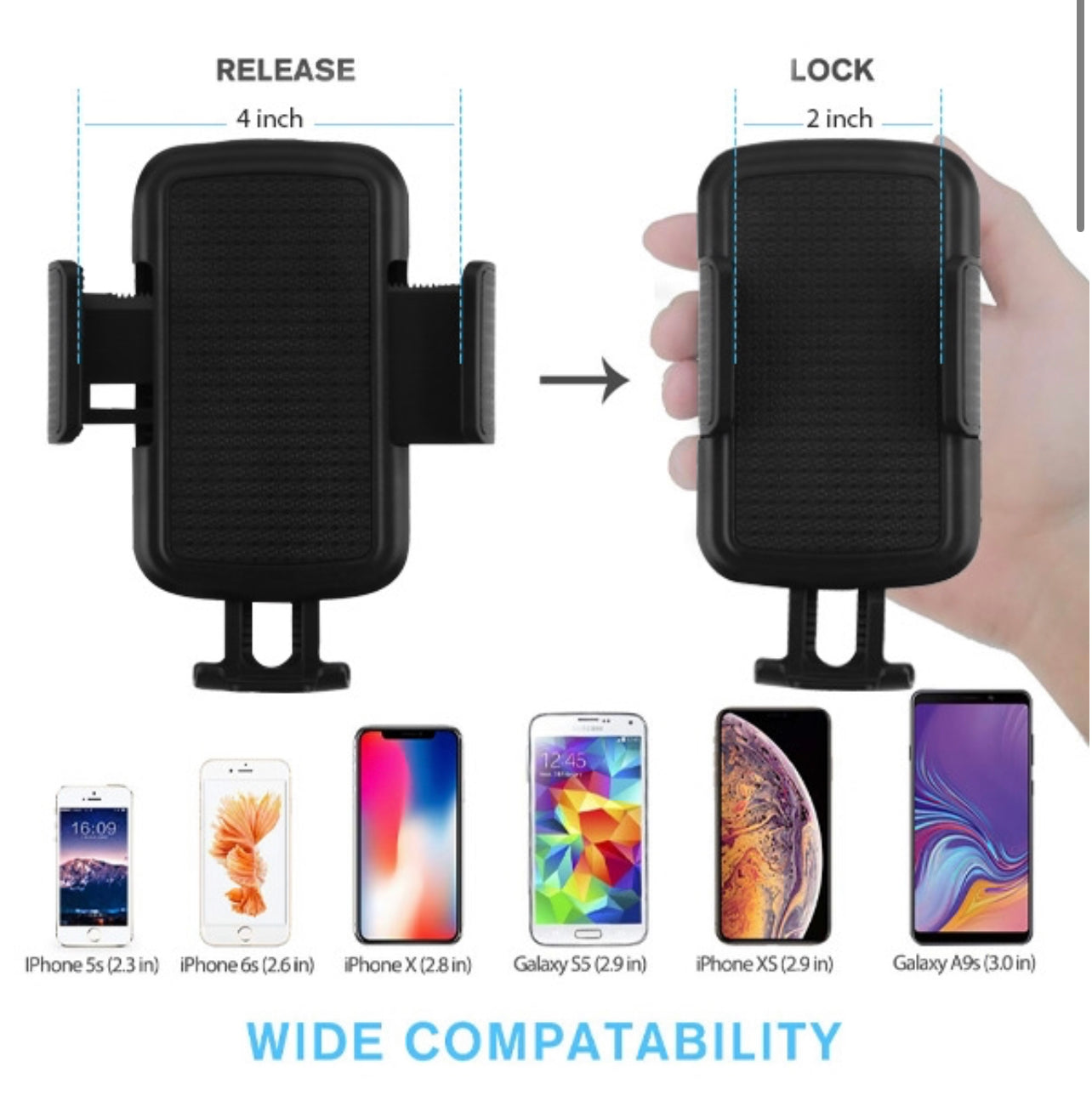 Car Cup Holder Phone Mount - Black