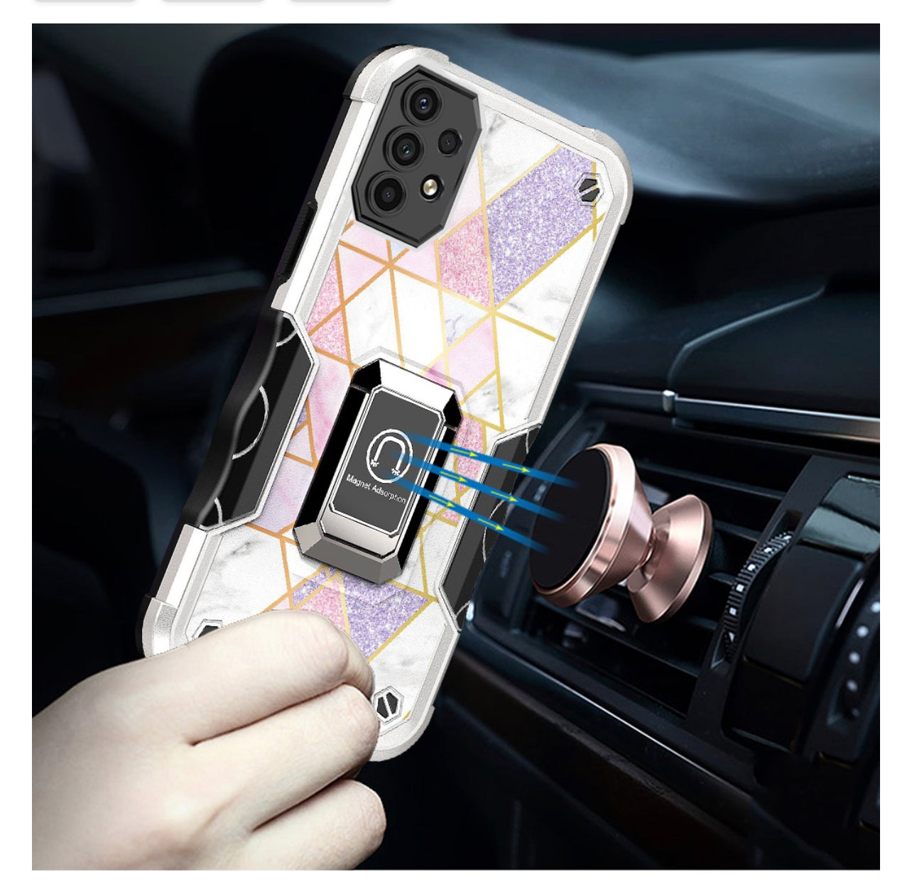 Samsung Galaxy A13 5G Stellar Hybrid IMD Design Ring Stand Cover Case