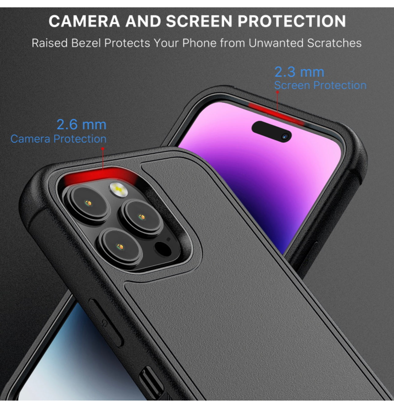 MyBat Pro Antimicrobial Maverick Series Case with Holster and Tempered Glass for Apple iPhone 14 Pro (6.1) - Black / Black