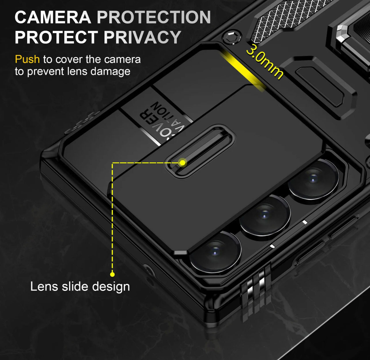Samsung S23 Plus Ultra 5G Magnetic Ring Stand Camera Slide Case Cover