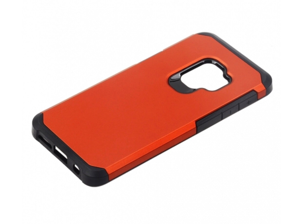 Samsung Galaxy S9 - Solid Red Honey Leather Back Cover on Black TPU Skin