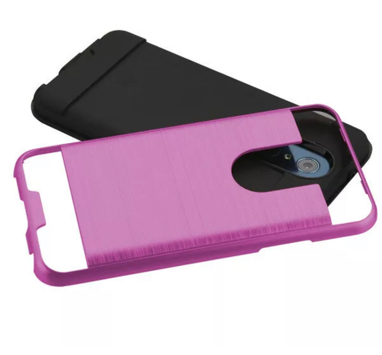 LG Stylo 5 Metallic Brushed Hybrid Case- Hot Pink