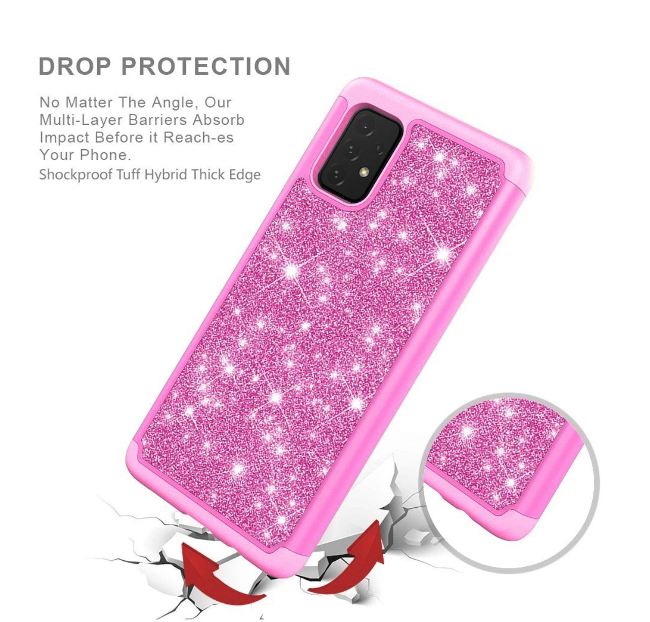 Samsung Galaxy A52 5G Bling Hybrid Case- Hot Pink