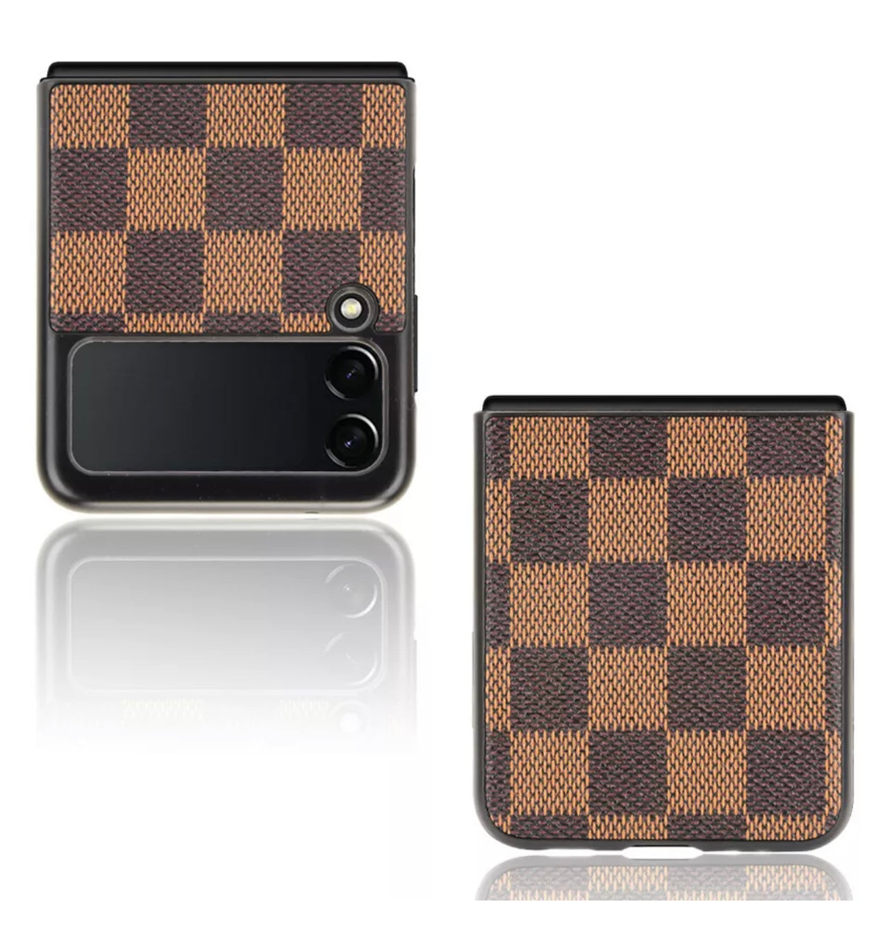 Samsung Galaxy Z Flip 3 5G Slim Folding Plaid PU Leather Case