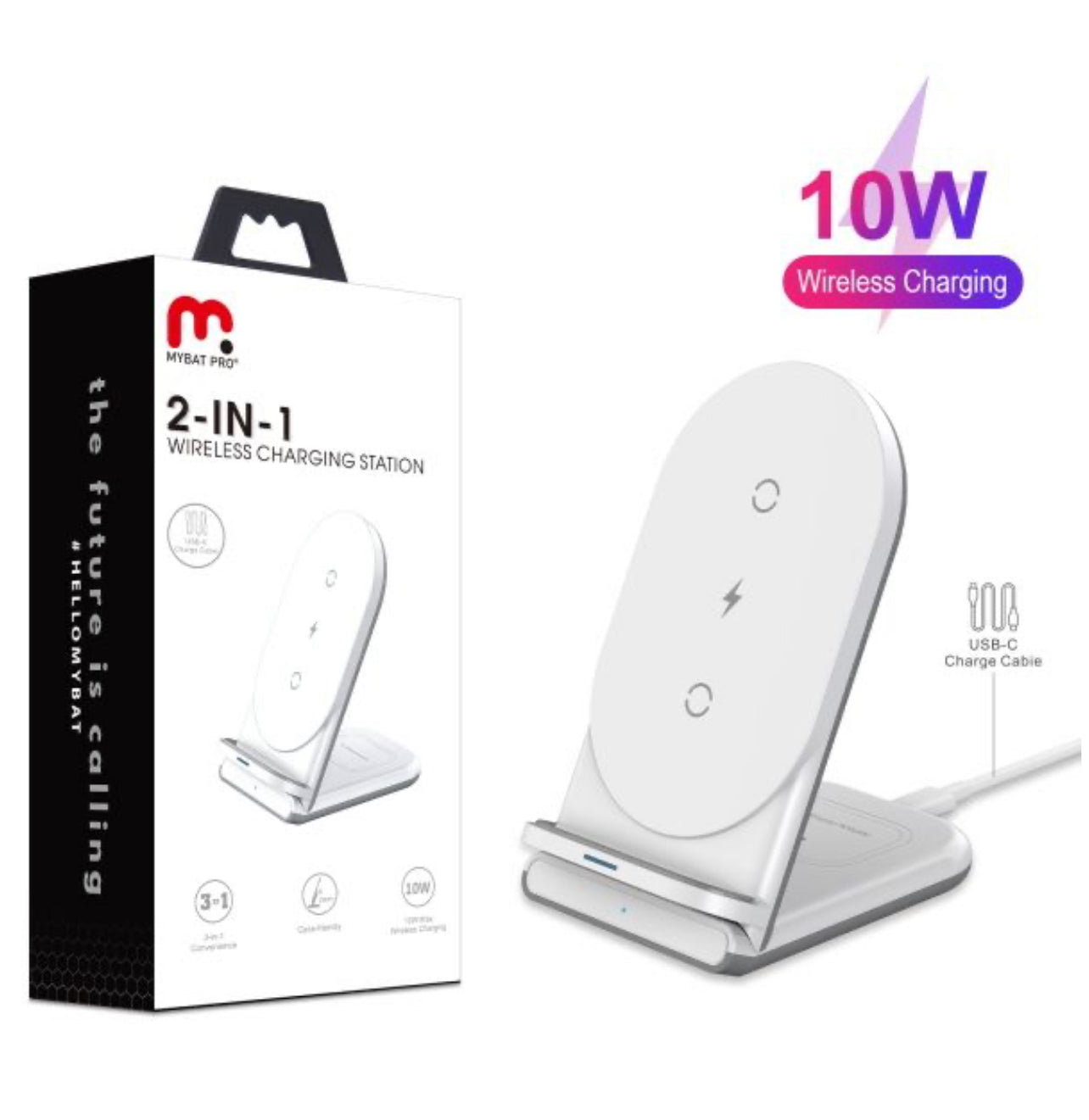 MYBAT PRO 2-IN-1 WIRELESS CHARGING STATION - WHITE