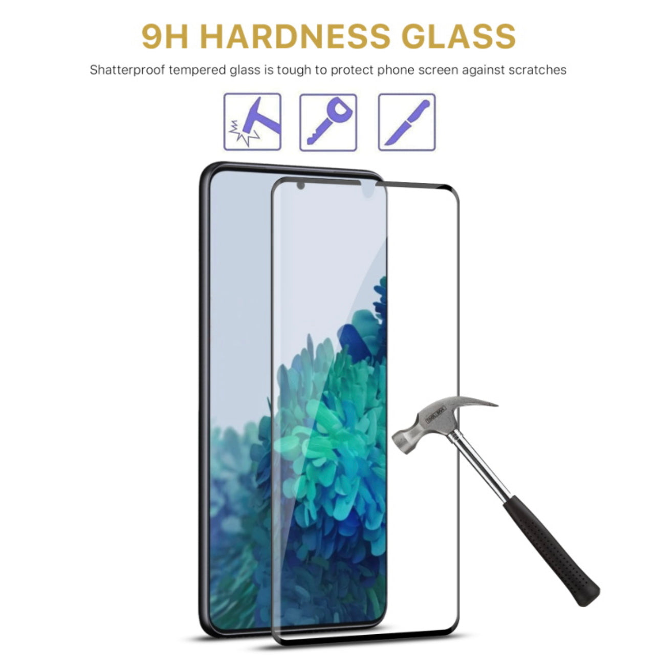 MyBat Pro Full Coverage Tempered Glass Screen Protector (Fingerprint Unlock) for Samsung Galaxy S22 - Black