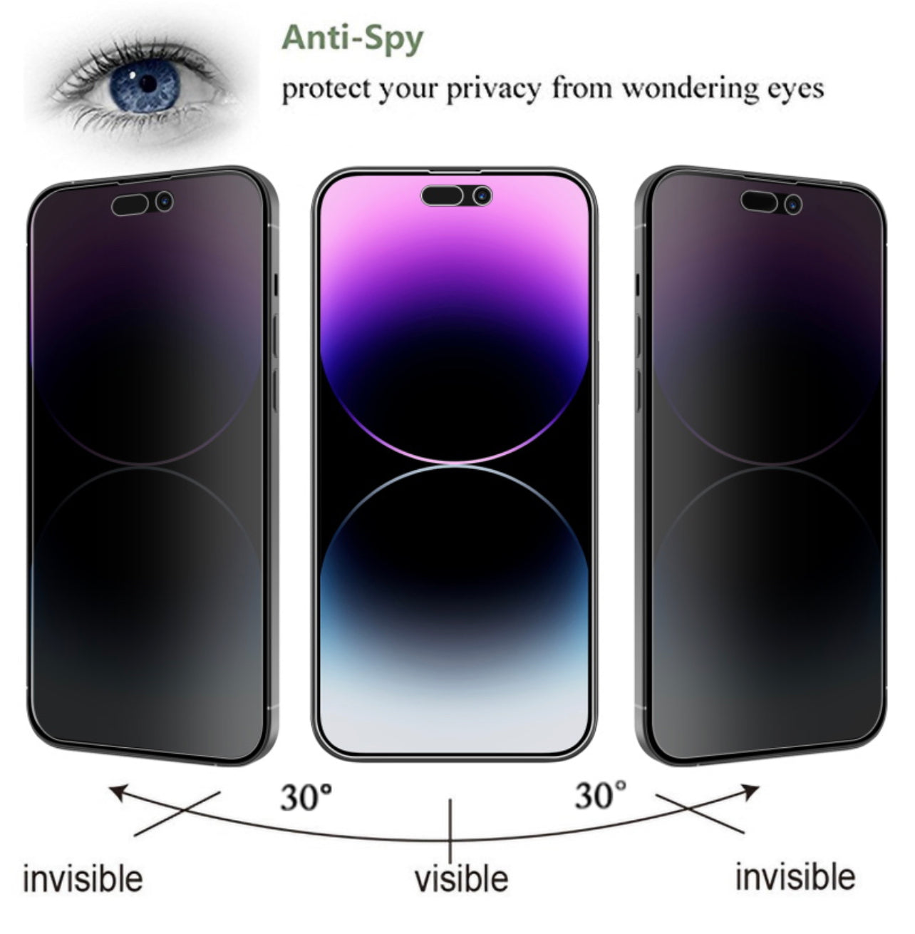 MyBat Privacy Tempered Glass Screen Protector (2.5D) for Apple iPhone 14 Pro Max (6.7) - Clear