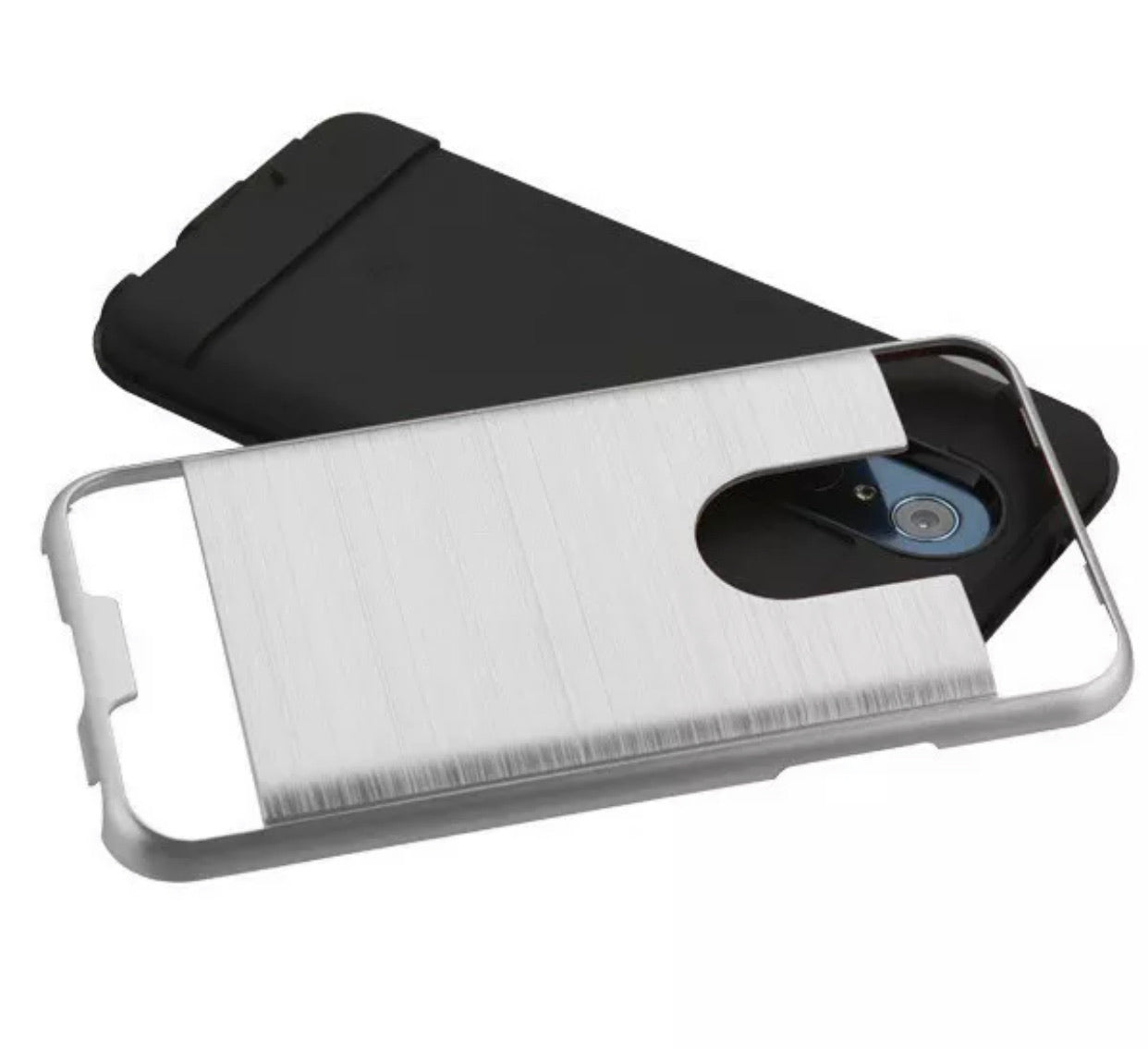 LG Stylo 5 Metallic Brushed Hybrid Case- Silver