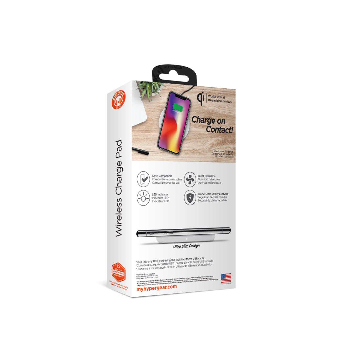 HYPERGEAR QI WIRELESS CHARGING PAD - WHITE