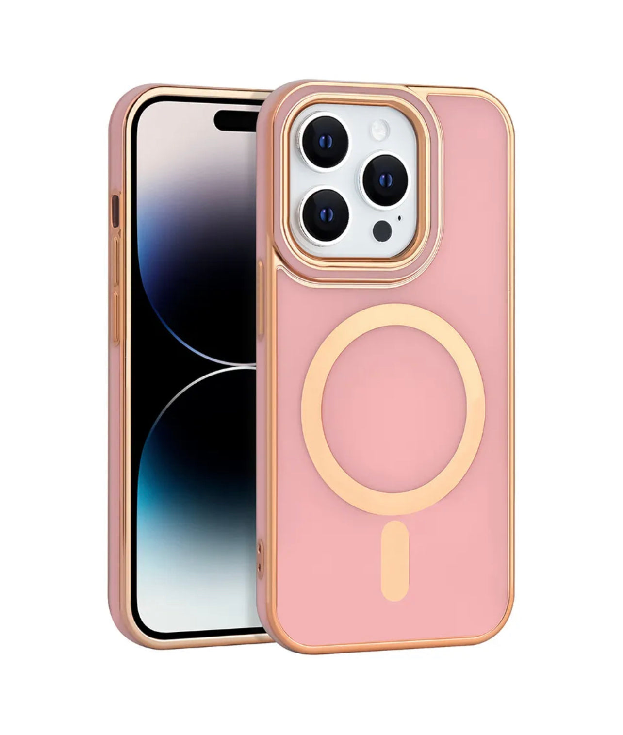For Apple iPhone 14 Pro - TPU Impact Rugged MagSafe Cover Case w/Gold Bumper
