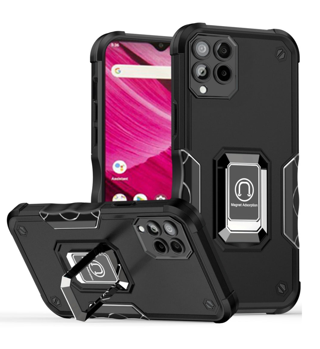 Revvl 6 Pro 5G Ring Case Defender Magnetic Stand+Tempered Glass