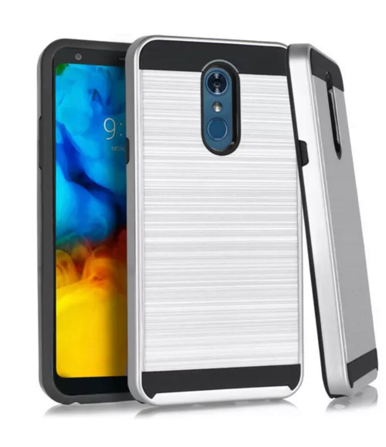LG Stylo 5 Metallic Brushed Hybrid Case- Silver