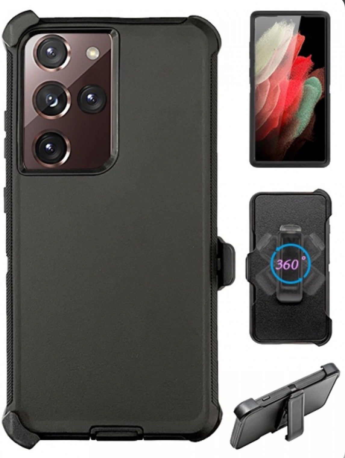 Heavy Duty Shockproof Case for Galaxy S21 Ultra - Black