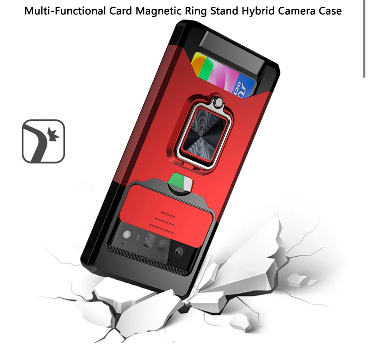 Google Pixel 6 Pro Card Holder Case W/ Magnetic Ring Stand