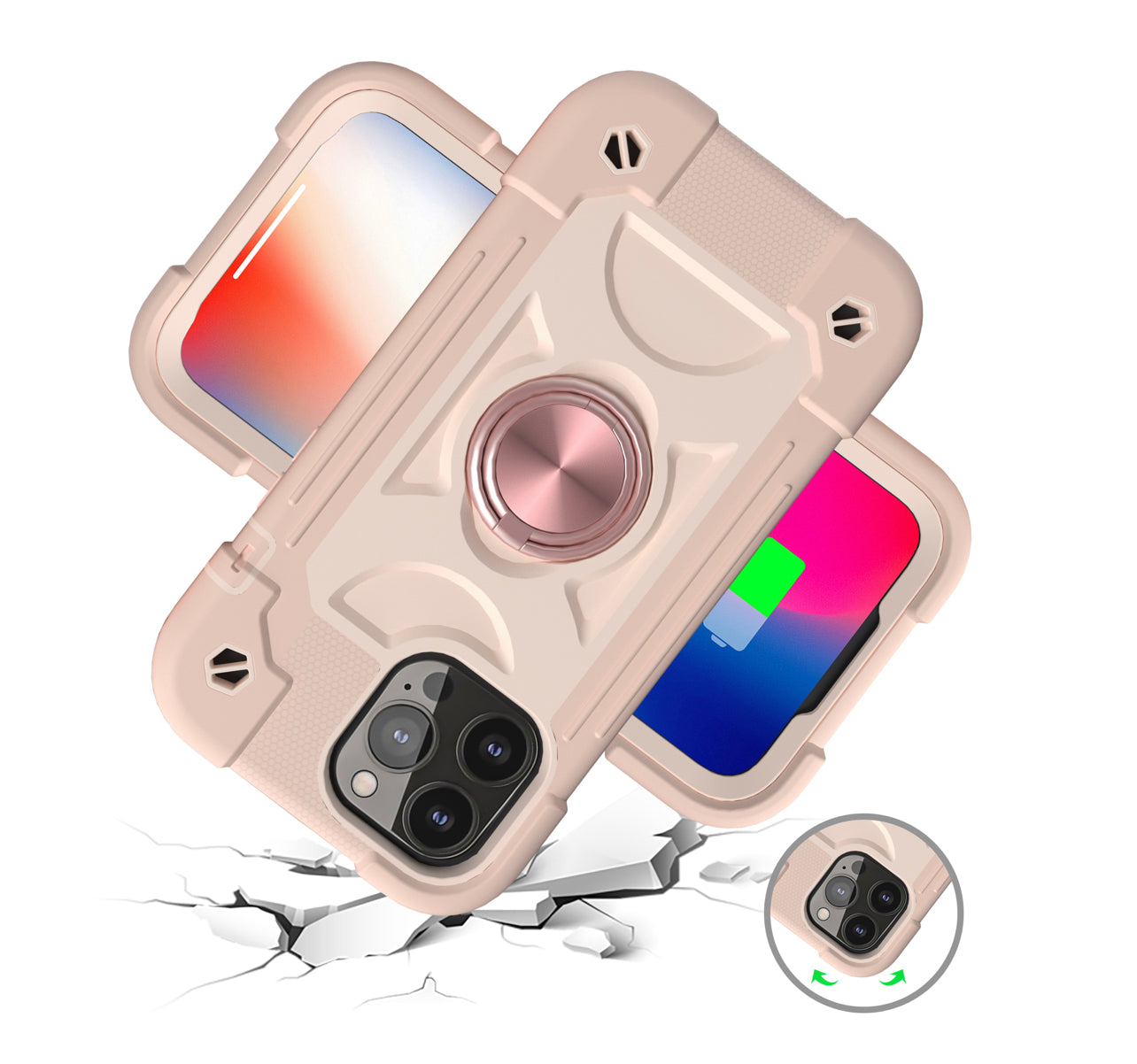 iPhone 13 (6.1) Dual Layer Double Ring Magnetic Case