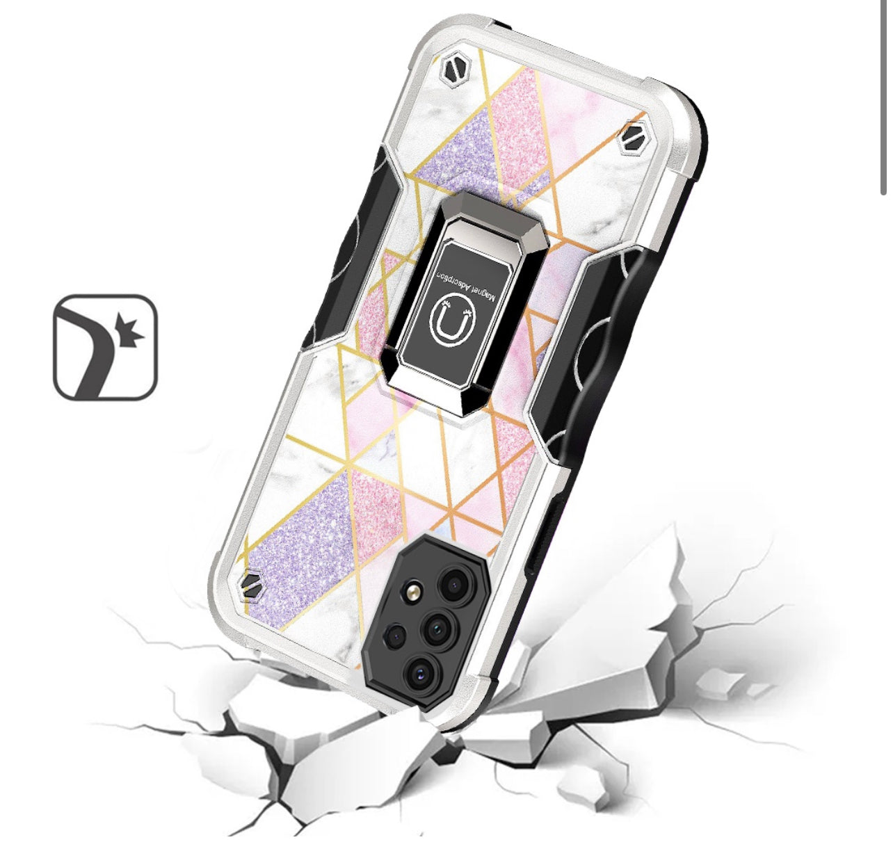 Samsung Galaxy A13 5G Stellar Hybrid IMD Design Ring Stand Cover Case