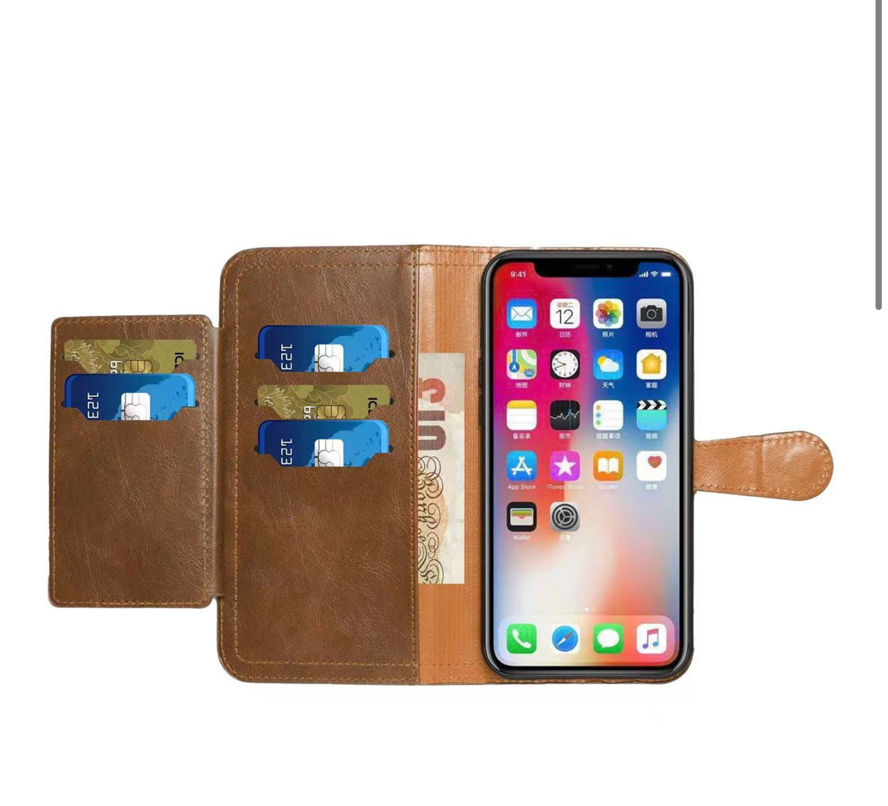 iPhone 14 PRO 6.1" Premium Wallet MultiCard Holder Money Zipper With Magnetic Flap