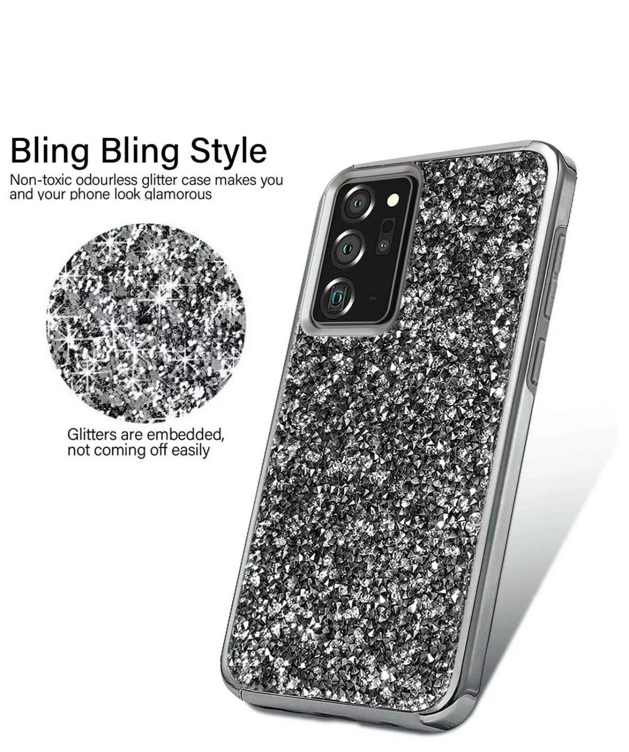 Samsung Galaxy Note20 Ultra 5G Rugged Glitter Bling Case