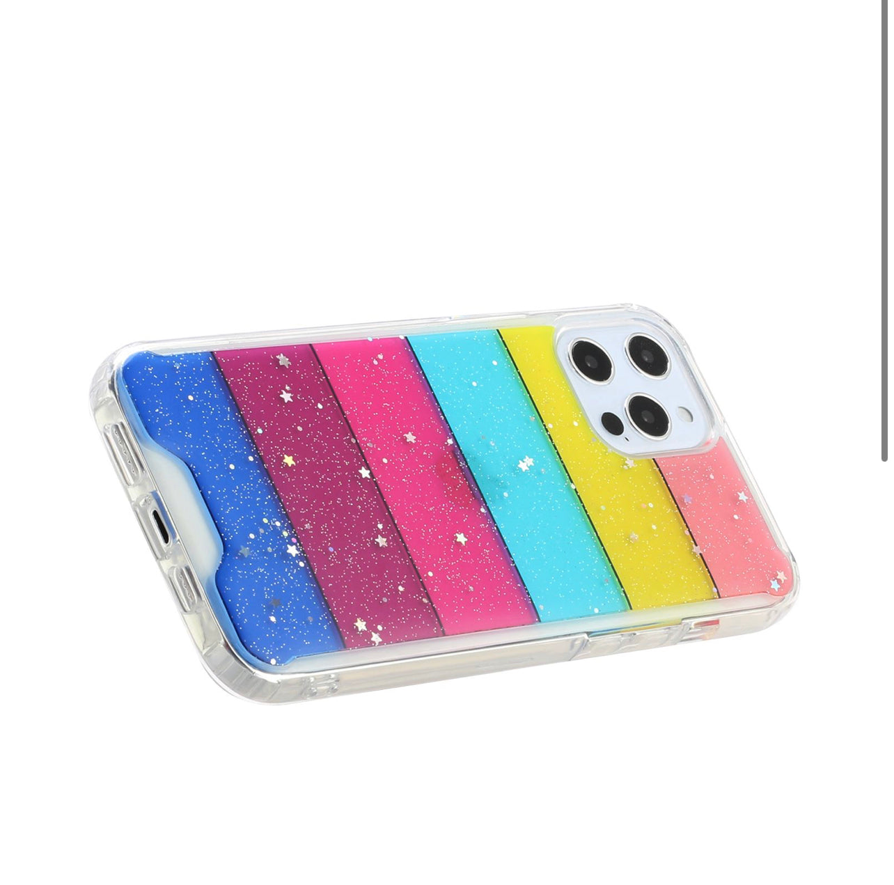 iPhone 13 6.1 Vogue Epoxy Glitter Hybrid Case Cover - Stripes