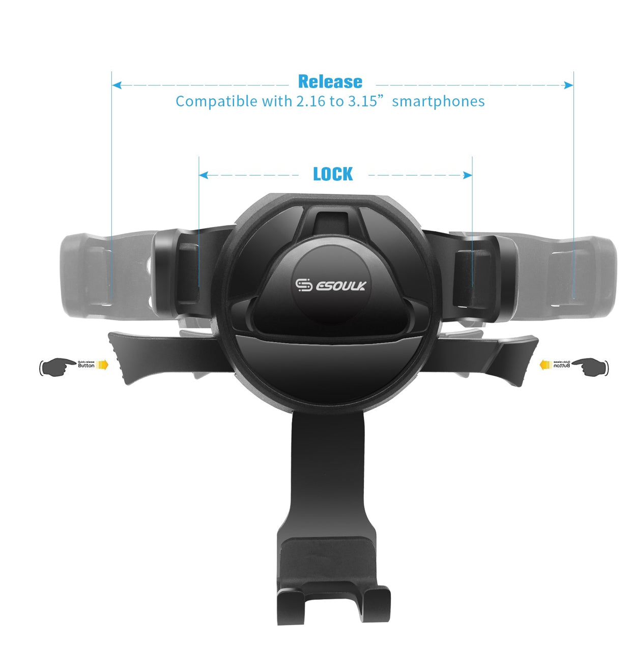 Esoulk One Touch Dashboard Windshield Car Mount Phone Holder-Black