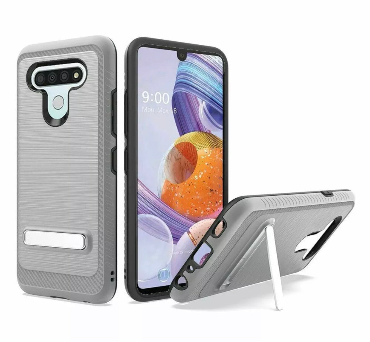LG Stylo 6 Brushed Hybrid Case Silver