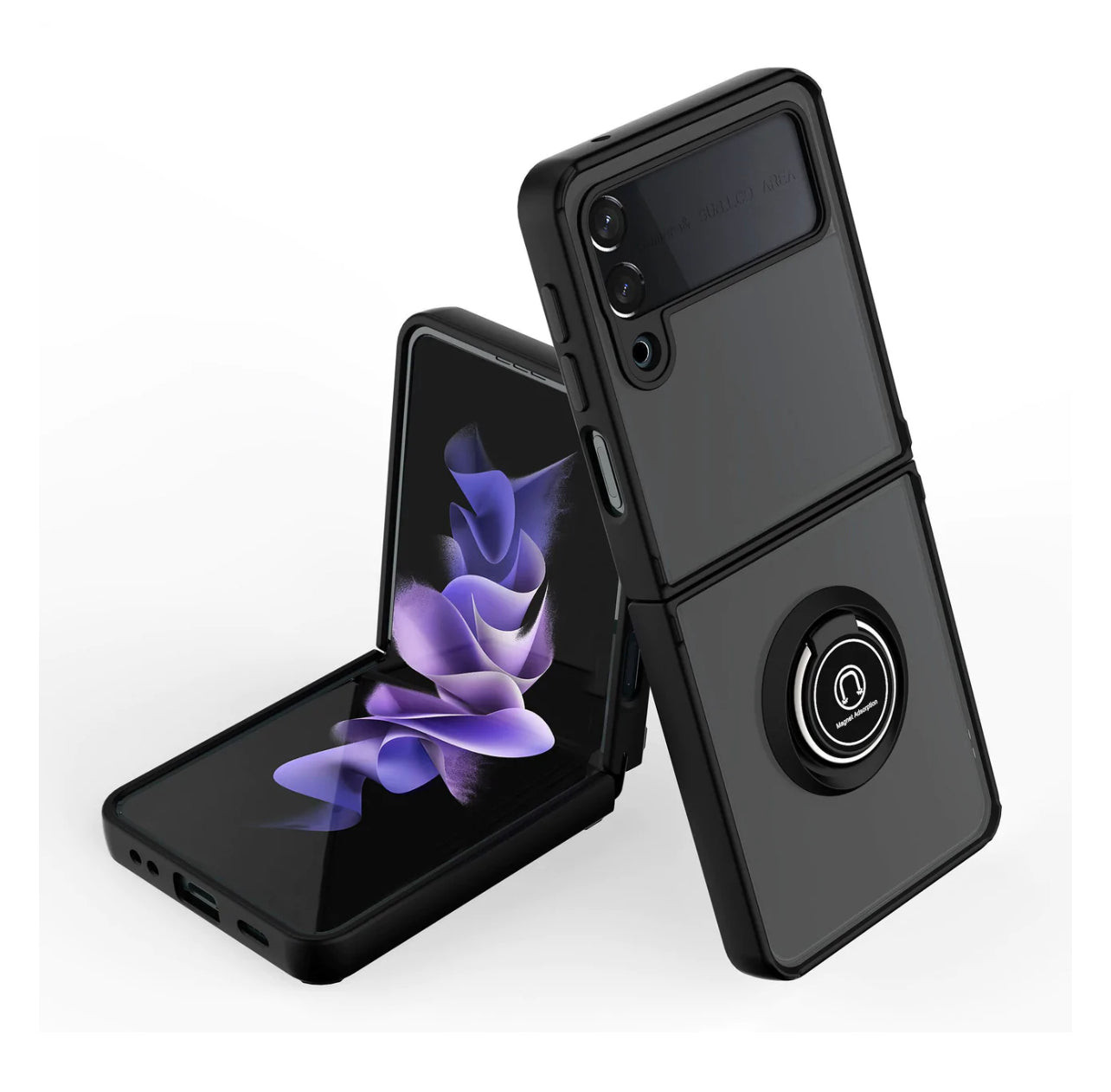 Samsung Galaxy Z Flip 4 Magnetic Ring Stand Transparent Hybrid Case Cover