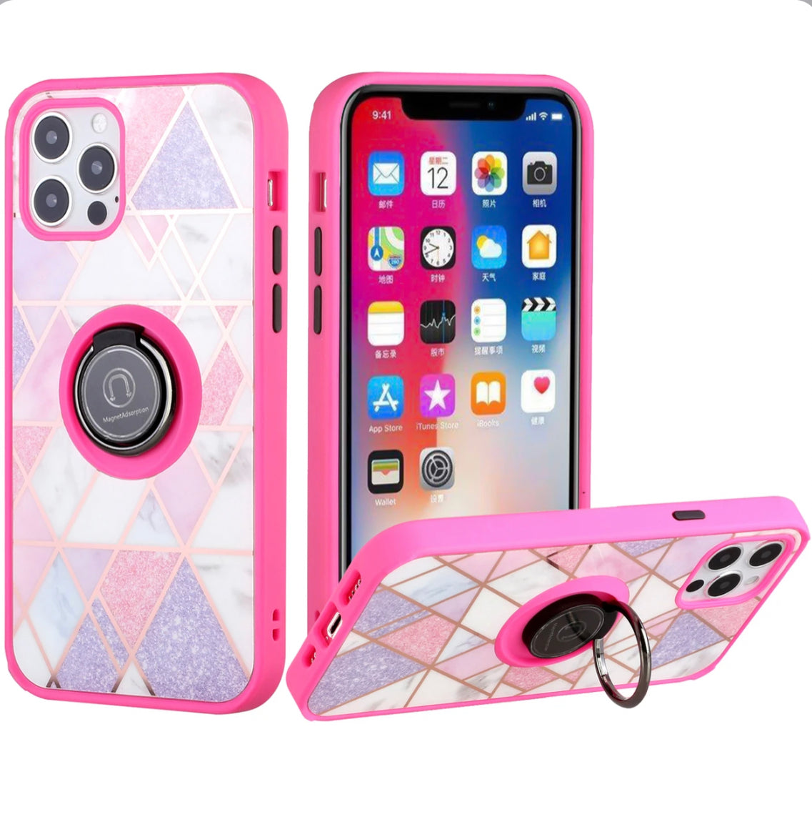 iPhone 13 Pro 6.1 Floral Ring Stand Case