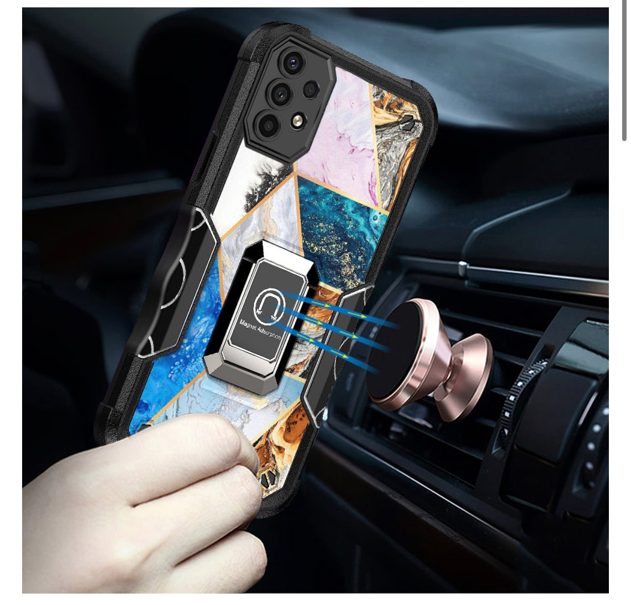 For Samsung A53 5G Stellar Hybrid IMD Design Ring Stand Cover Case