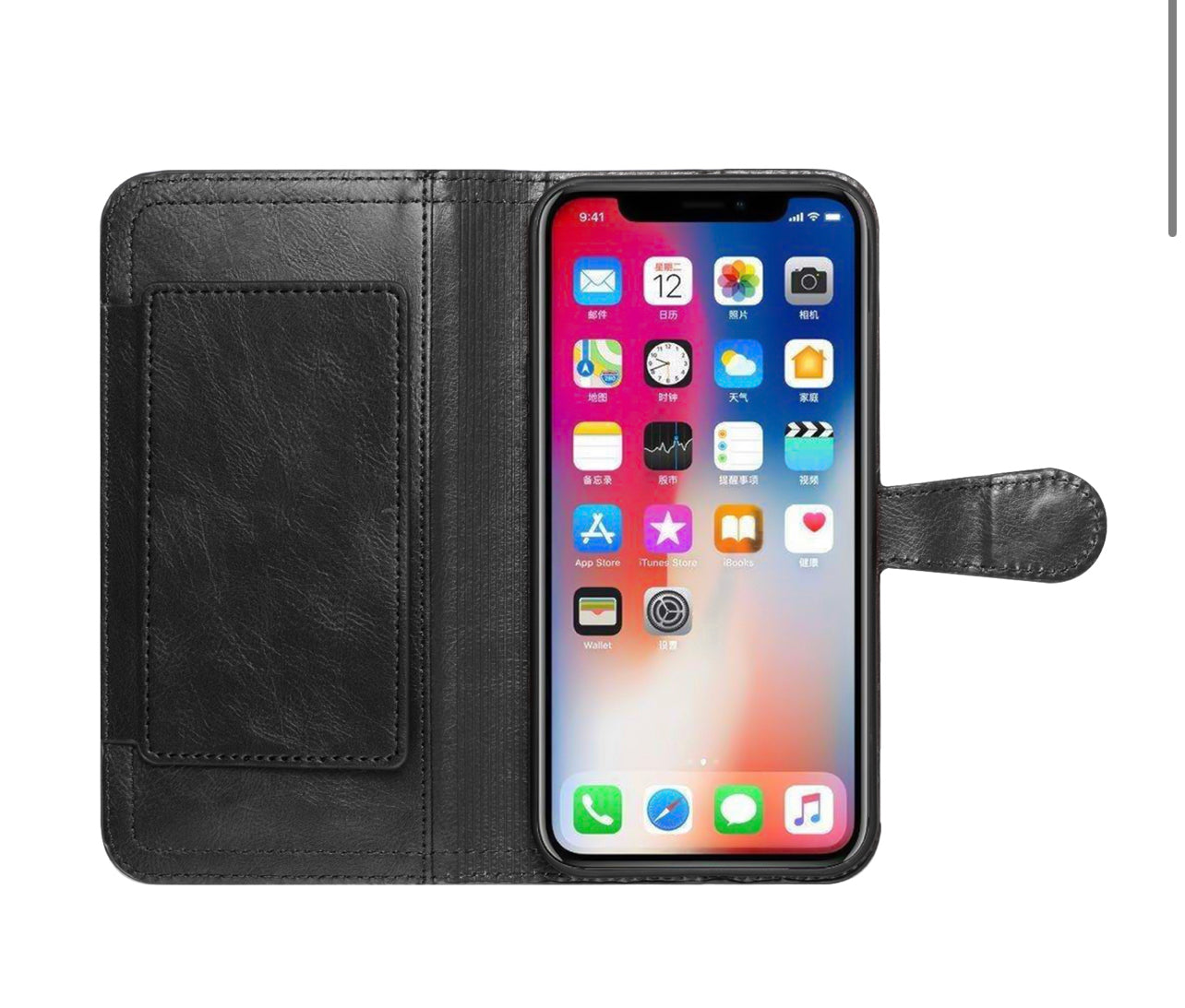 iPhone 14 PRO 6.1" Premium Wallet MultiCard Holder Money Zipper With Magnetic Flap - Black