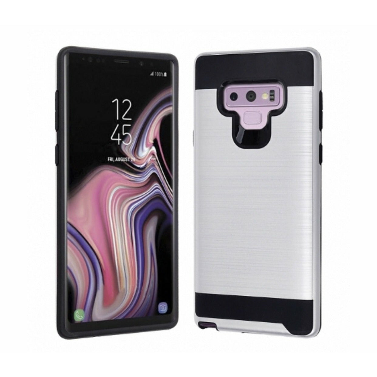 Samsung Galaxy Note 9 Hybrid Protector Cover - Silver / Black Brushed