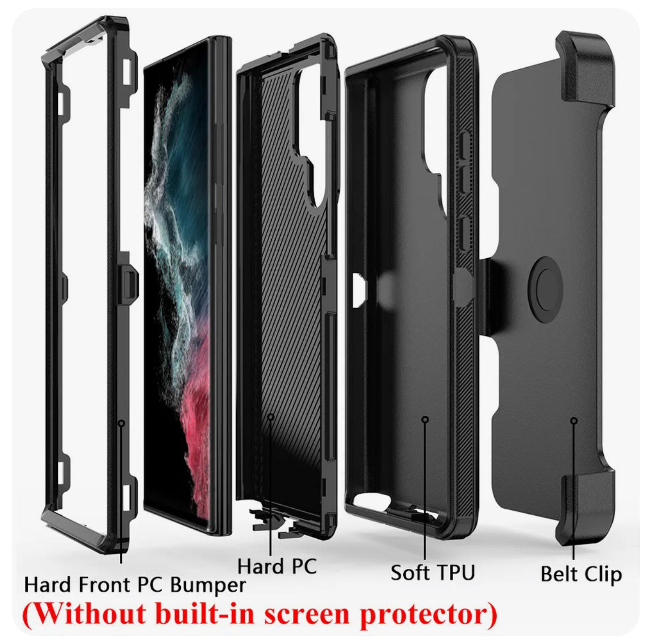 Samsung Galaxy S23 Shockproof Heavy Duty Cover W/ Belt Clip