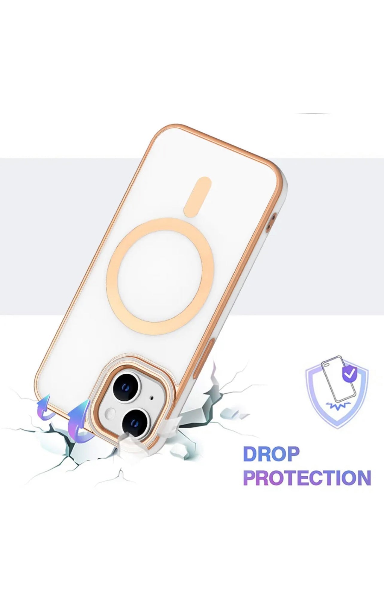 For Apple iPhone 14 TPU Impact Rugged MagSafe Cover Case w/Gold Bumper