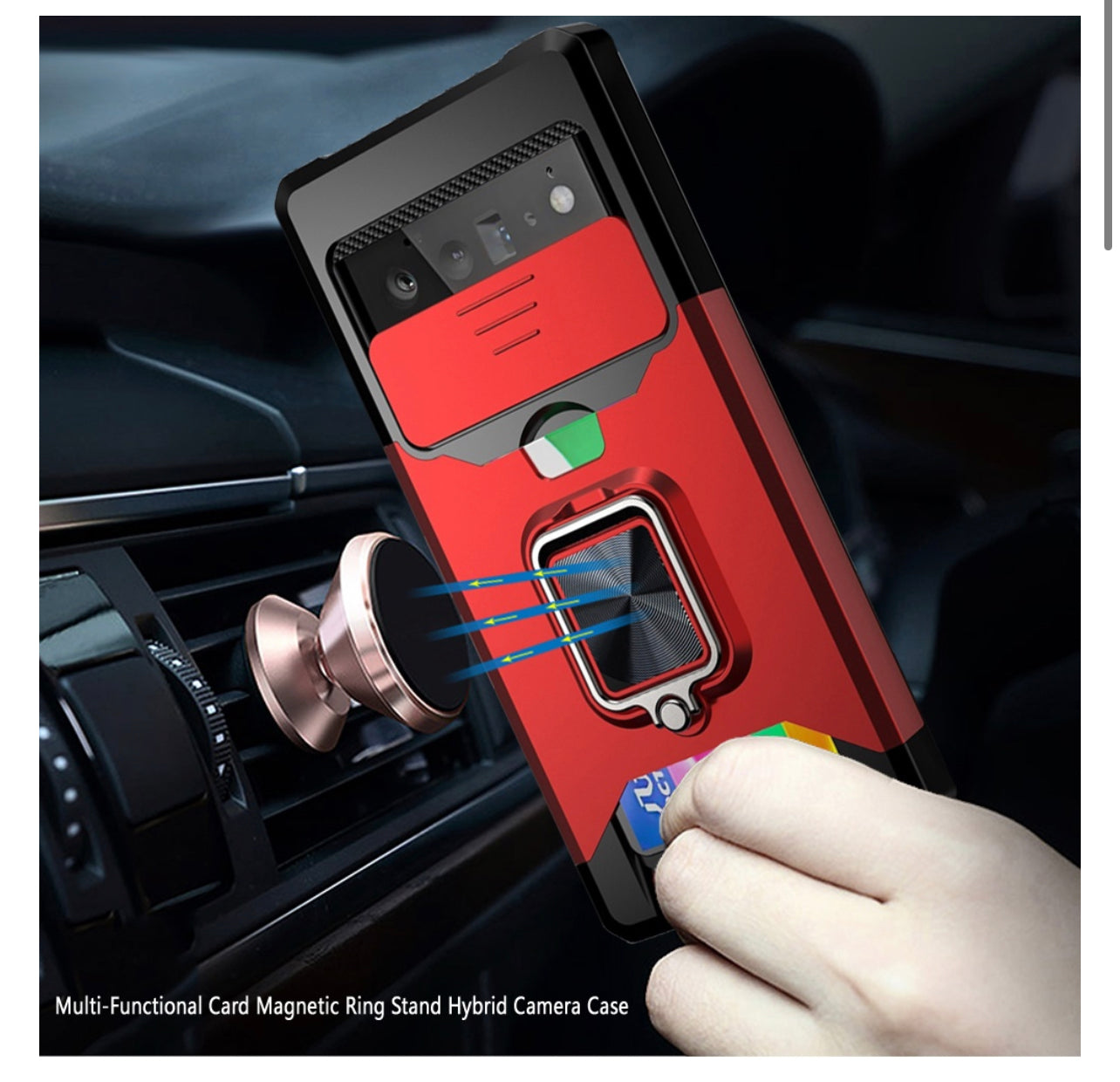 Google Pixel 6 Card Holder Case W/ Magnetic Ring Stand