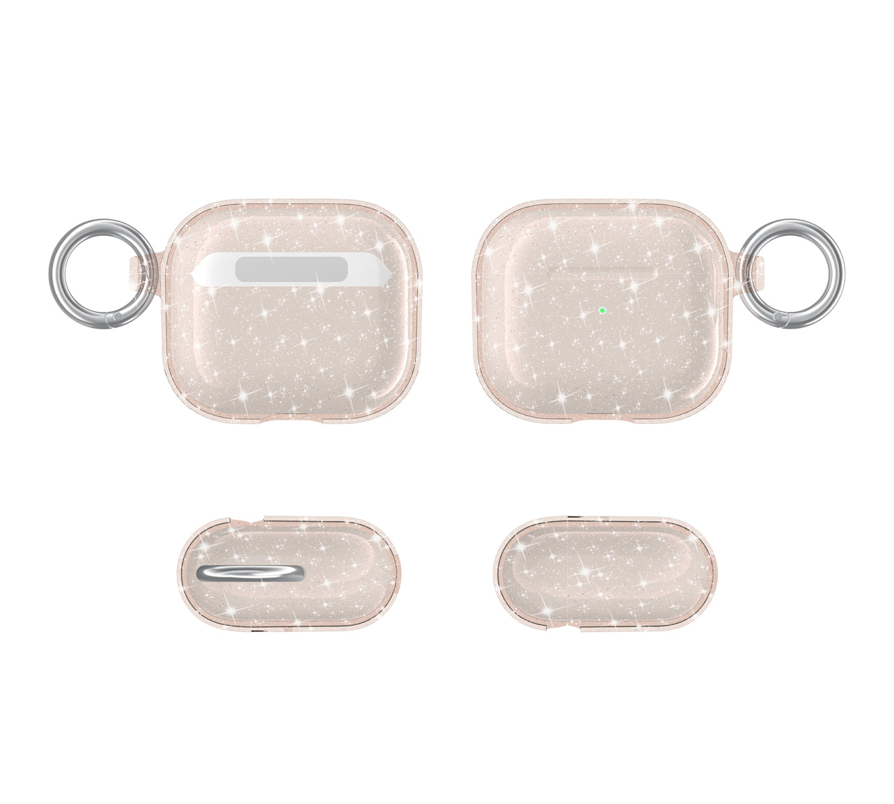 For AirPods Pro Glitter Shimmer Transparent Hybrid Case Cover - Gold