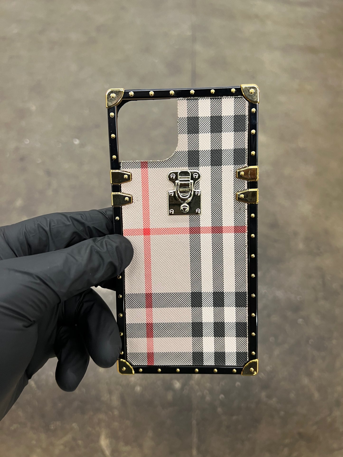 iPhone 14 plus plaid hybrid designer case