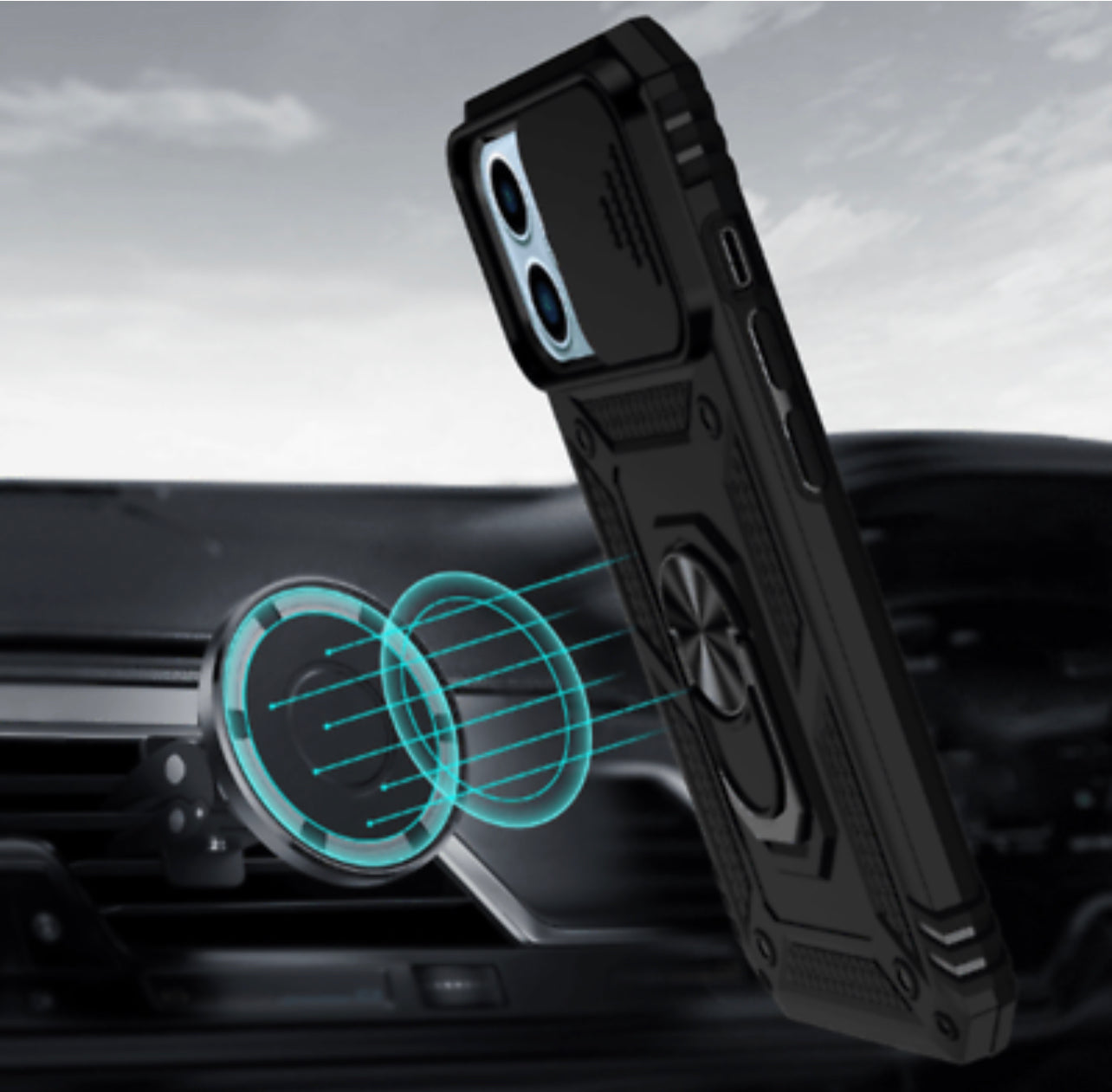 iPhone 14 Pro Max Magnetic Ring Stand Camera Protective Cover Case